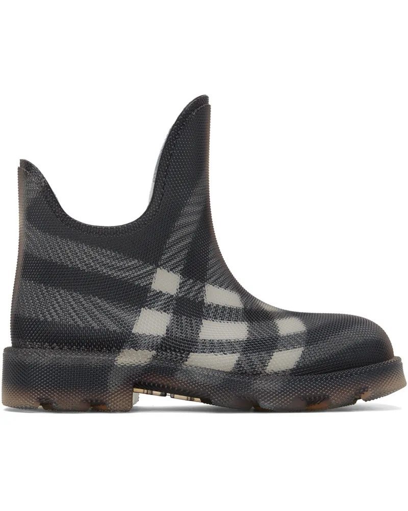 Burberry Black Check Rubber Marsh Low Boots Black