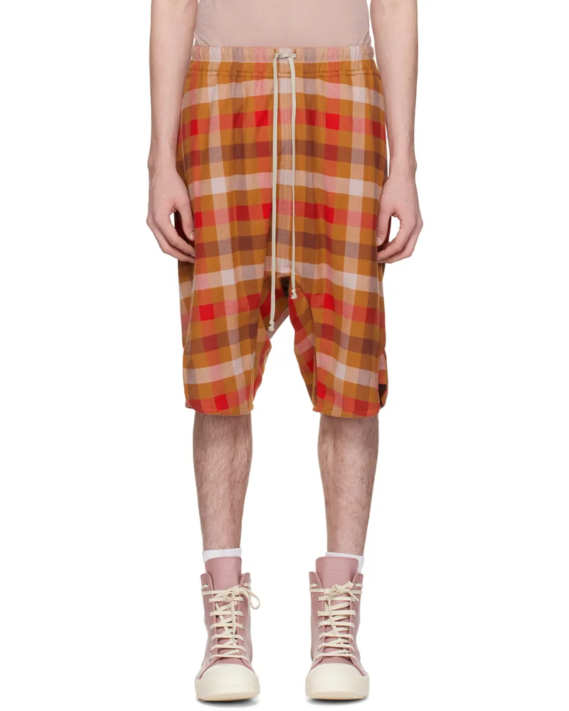 Rick Owens Orange Drawstring Shorts 53p