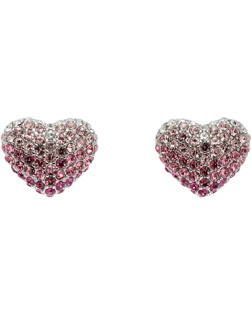 Marc Jacobs Silver & Pink 'The Heart Balloon Pavé' Earrings 671