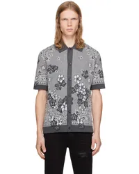 Amiri Gray Bandana Floral Polo Black