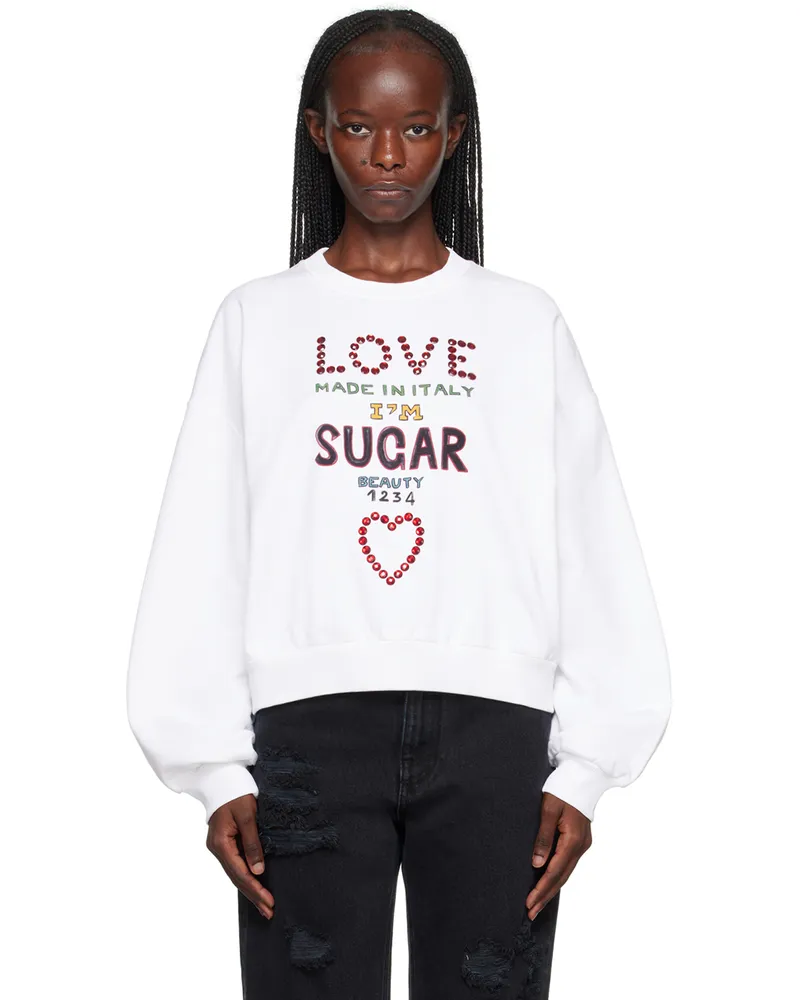 Dolce & Gabbana White Crystal-Cut Sweatshirt Hw4uv