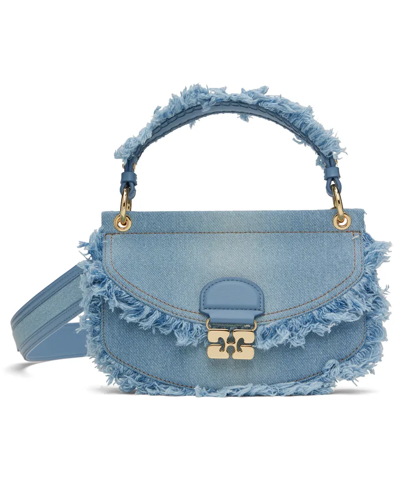 Ganni Blue Denim Mini Top Handle Apo-G Bag 928