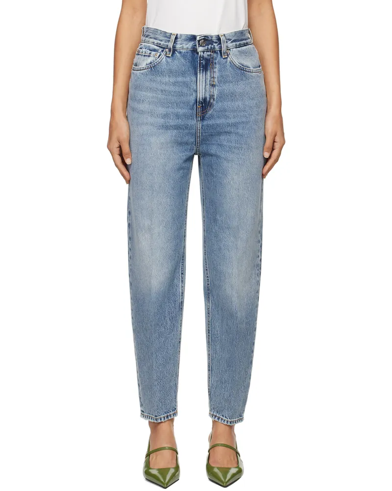 Totême Blue Tapered Leg Jeans Worn