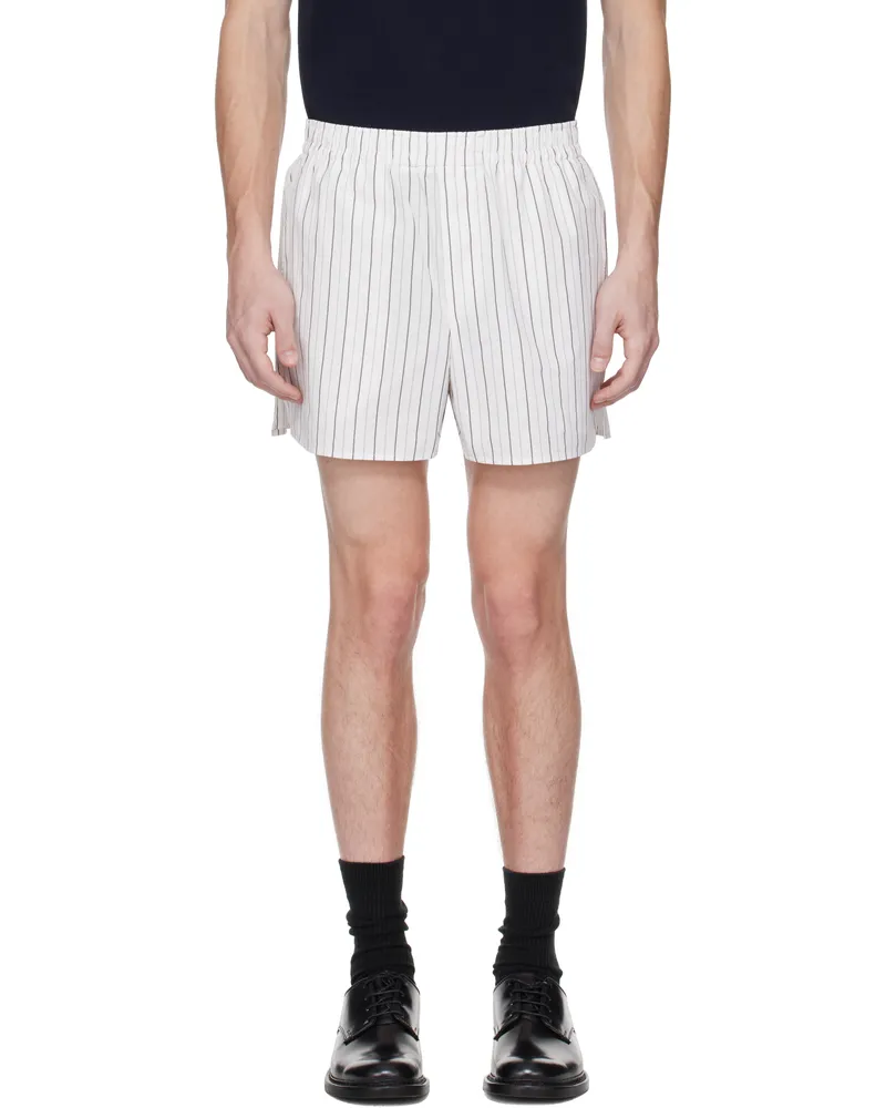 AMI Paris White & Blue Elasticated Shorts 1892
