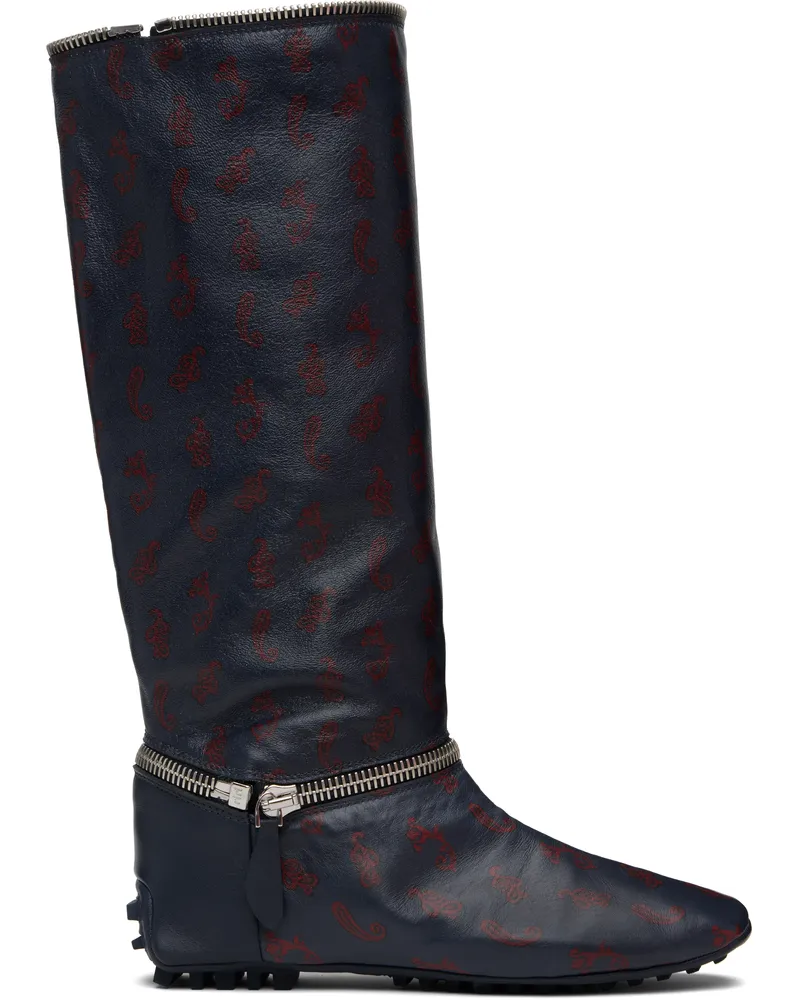 KIKO KOSTADINOV Navy Modular Driving Boots Printed
