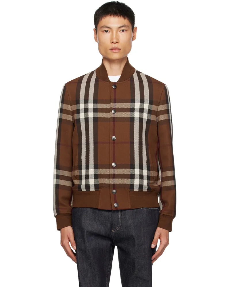 Burberry Brown Check Bomber Jacket Dark