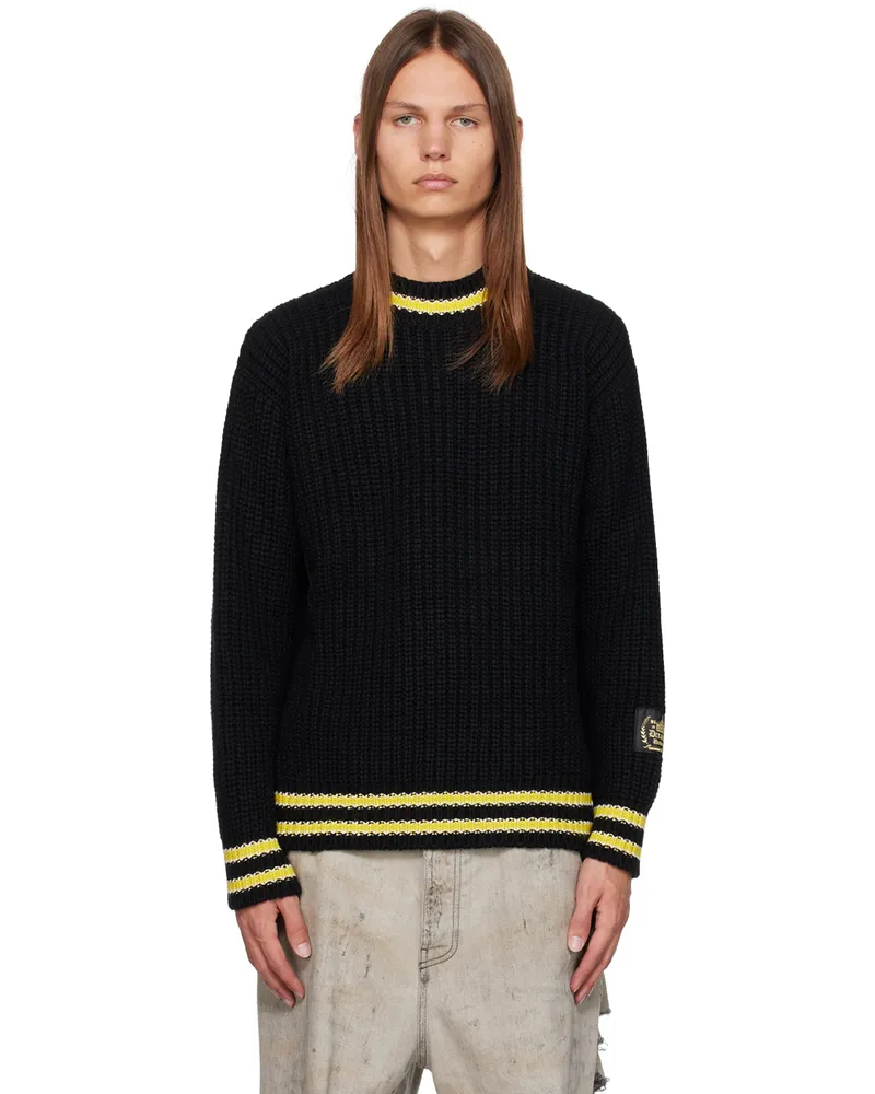 MSGM Black College Patch Sweater Black