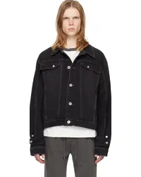 C2H4 Black Asteroid Raw Edge Denim Jacket Faded