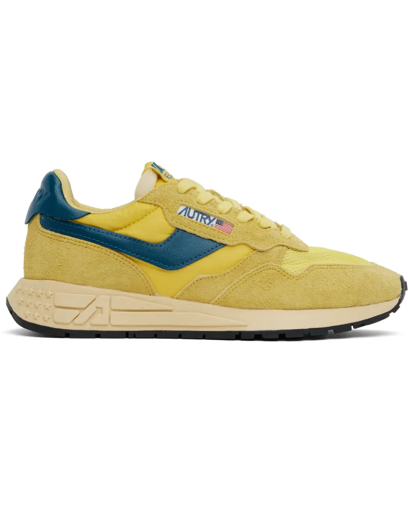 AUTRY Yellow & Blue Reelwind Low Sneakers Suede