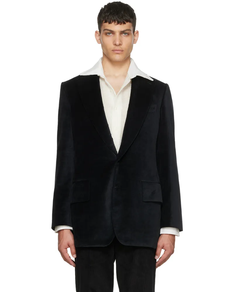 Factor's Navy Linen Blazer Midnight