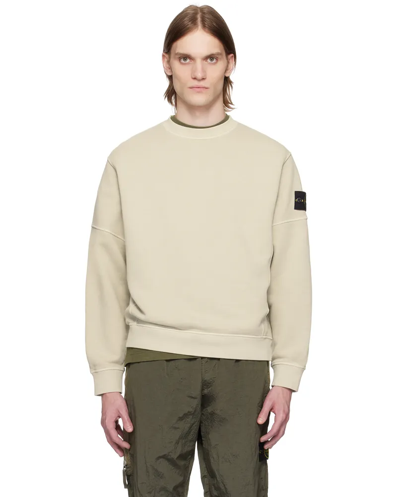 Stone Island Beige Organic Cotton Diagonal Fleece Old Effect Sweatshirt V0195