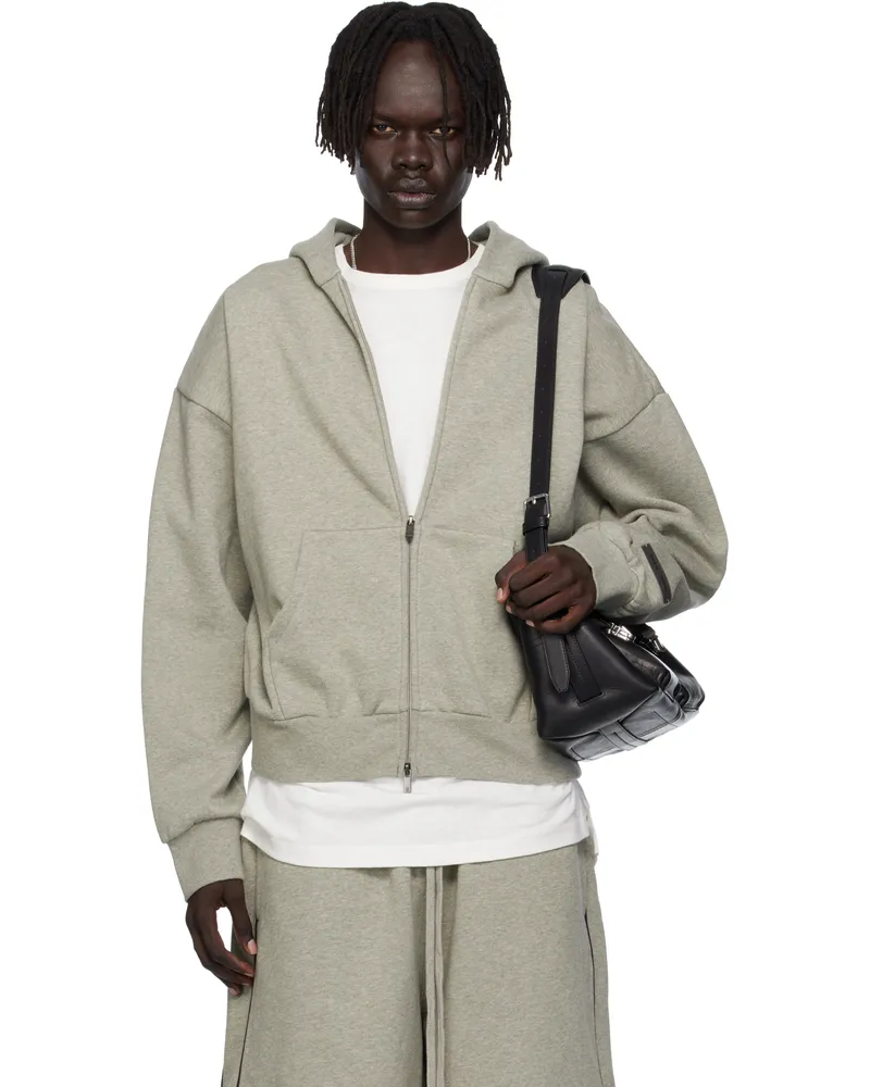 Fear of God Gray Classic Fit Fleece Zip-Up Hoodie Concrete