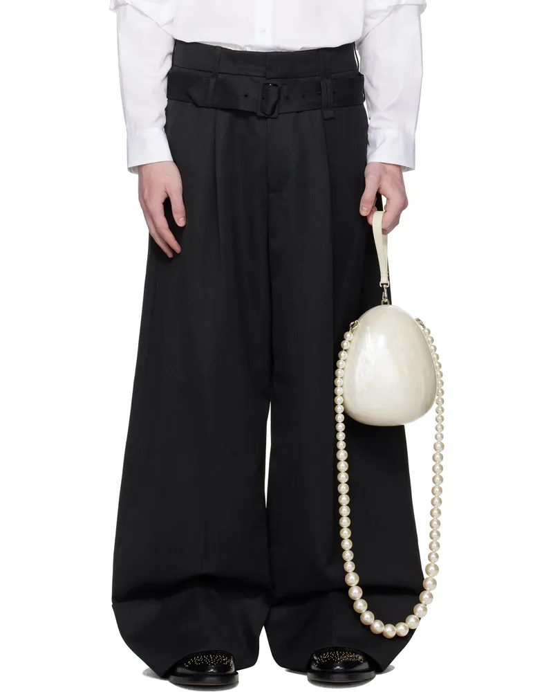 Simone Rocha Gray Wide Leg Multi Belt Loop Trousers Charcoal