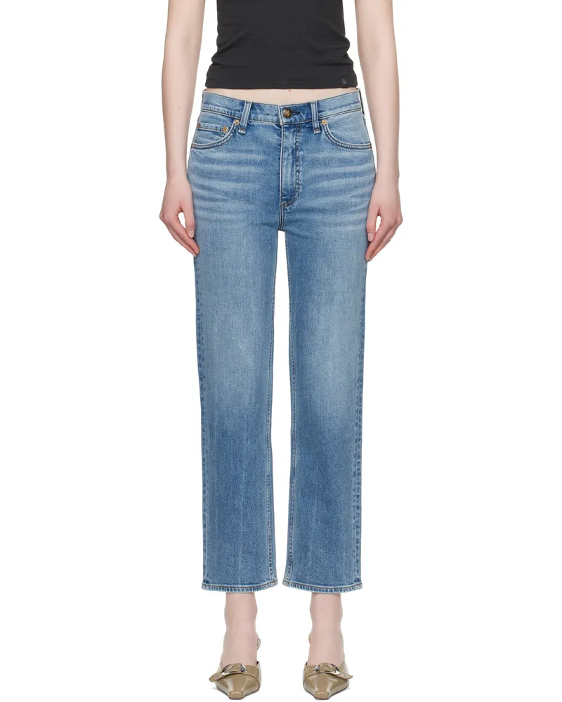 Rag & Bone Blue Straight Harlow Mid Rise Ankle Jeans Orian