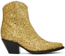 Gold Skinny Ankle Cowboy Boots