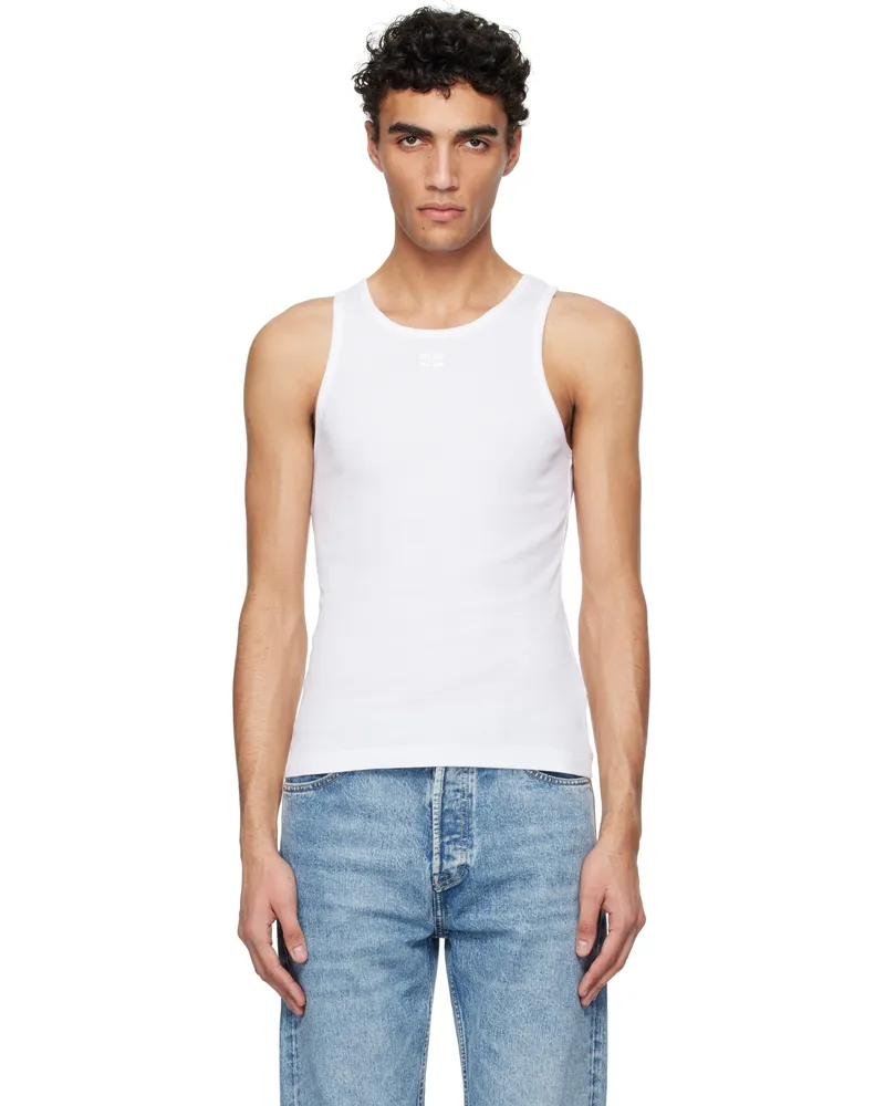 Ganni White Soft Cotton Rib Tank Top Bright
