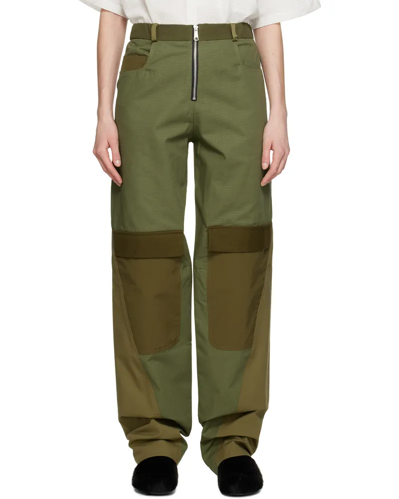 Spencer Badu Green Paneled Trousers Olive