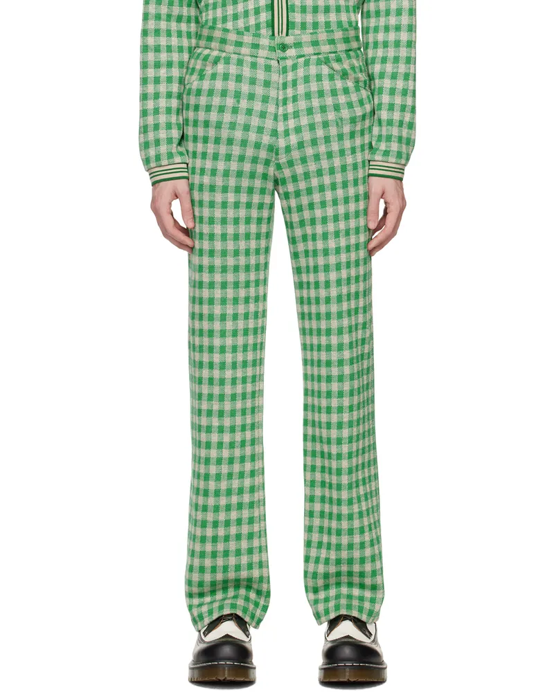 Anna Sui SSENSE Exclusive Green Gingham Trousers Green