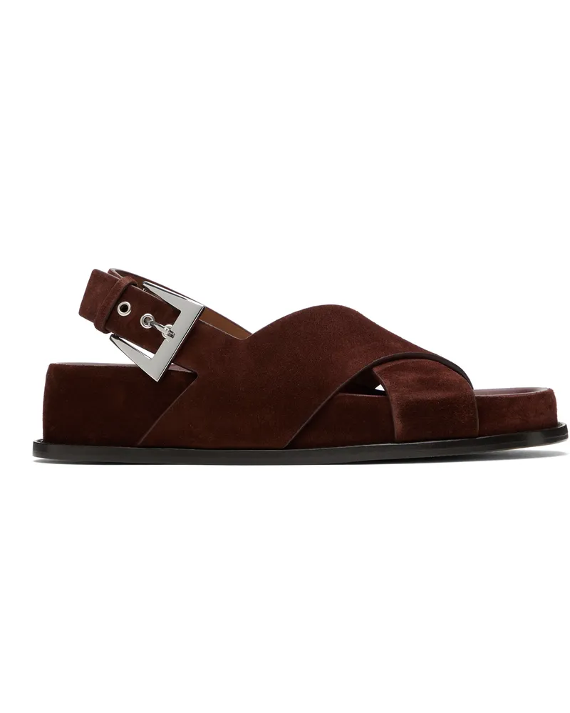 Paris Texas Brown Brooklyn Flat Sandals Mogano