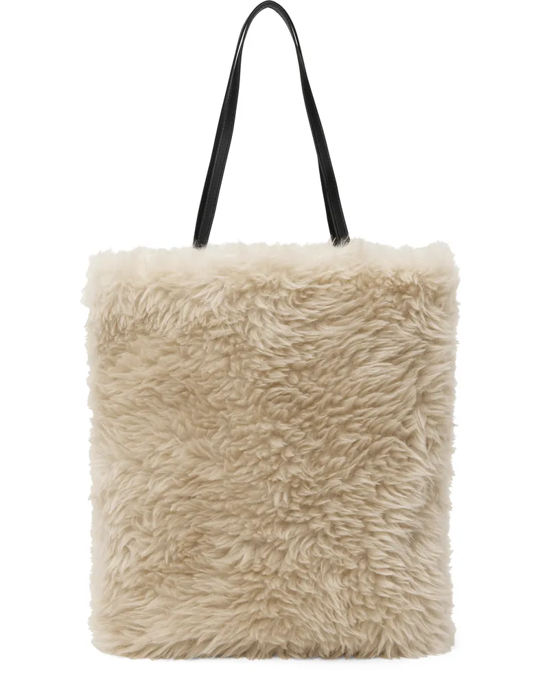 AMOMENTO Beige Faux-Fur Tote Beige