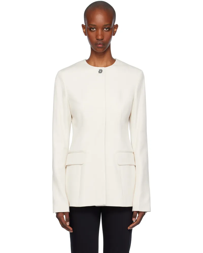 Totême Off-White Collarless Cinched Jacket Ecru