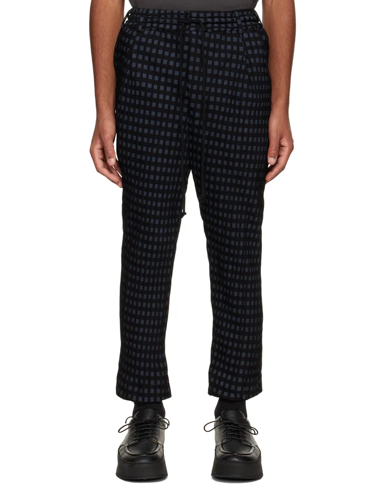 Song For The Mute Black & Navy Garment Pleated Trousers Black