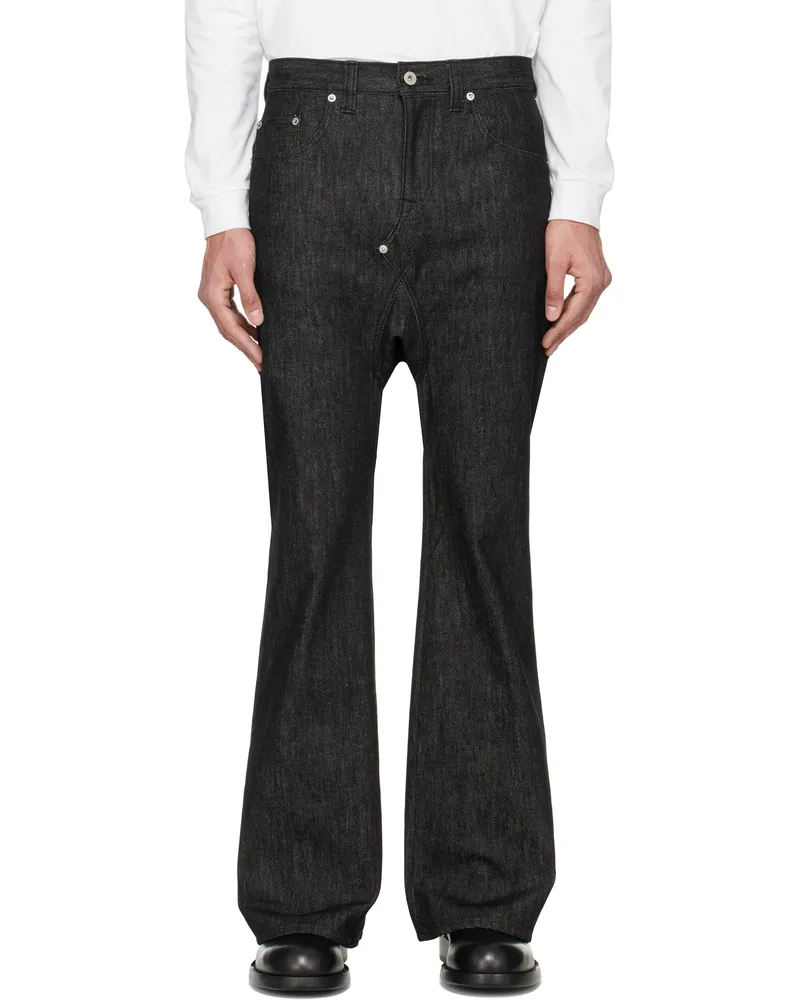 Fumito Ganryu Black 5P Flare Sarouel Jeans Black