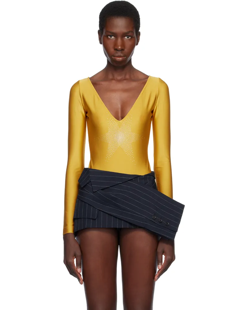 pushBUTTON Gold Star Point Bodysuit Gold