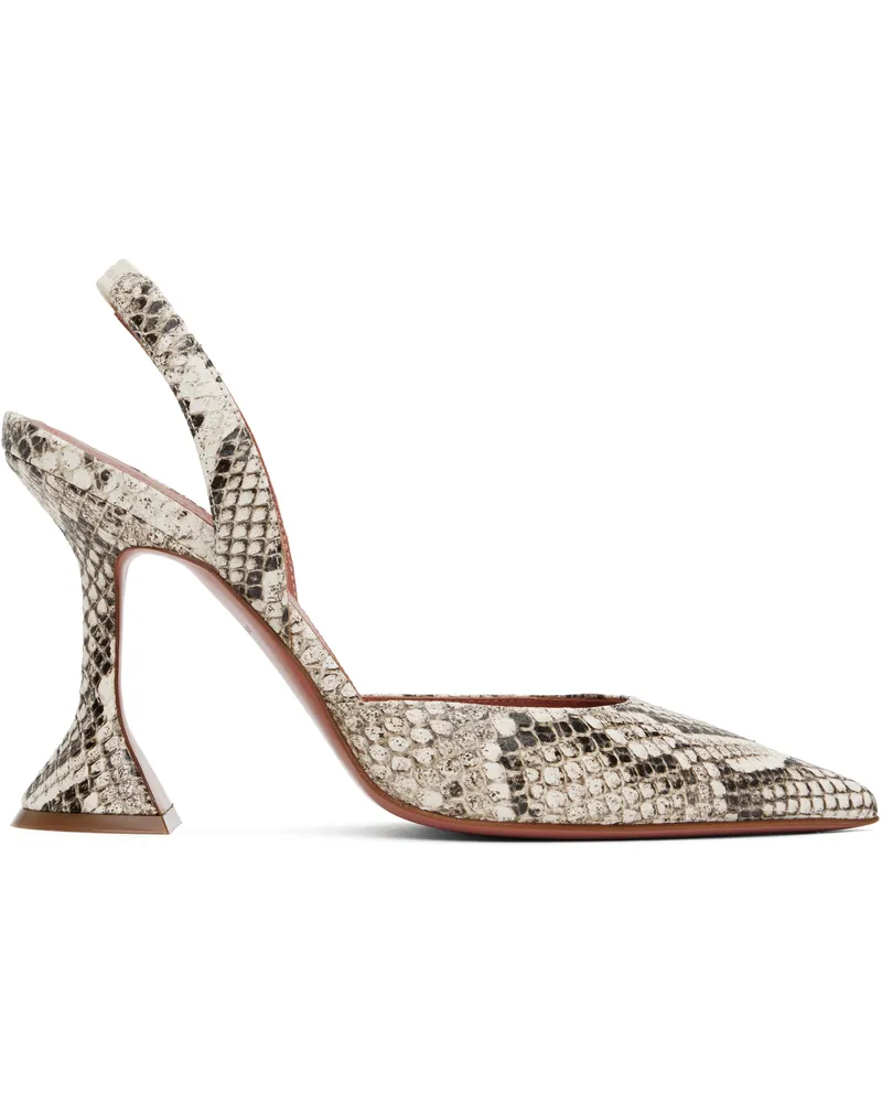 Amina Muaddi Khaki Holli Sling Heels Snake