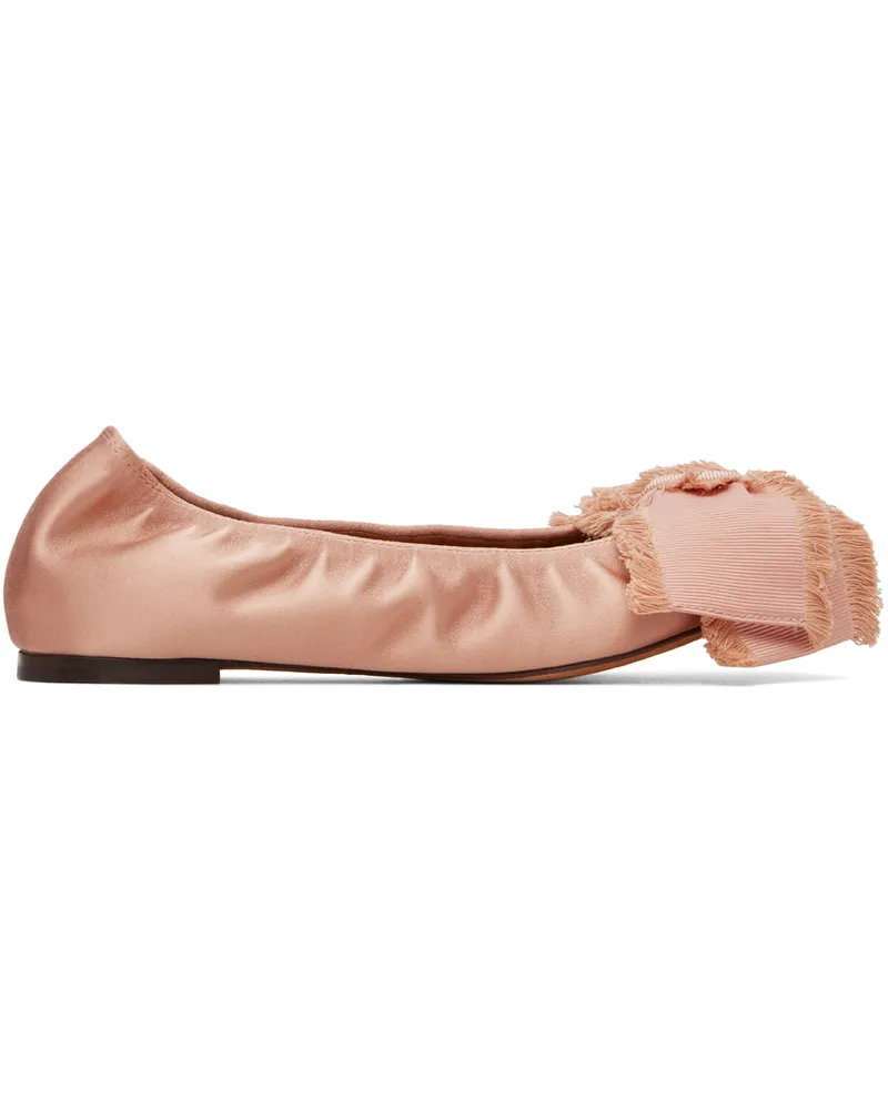 Lanvin Pink Satin Bow Ballerina Flats 531