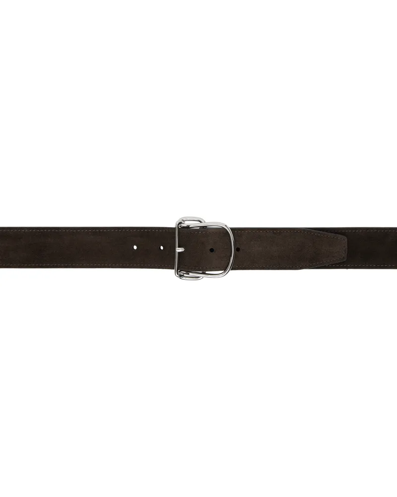 Totême Brown Swirl Suede Belt Pepper