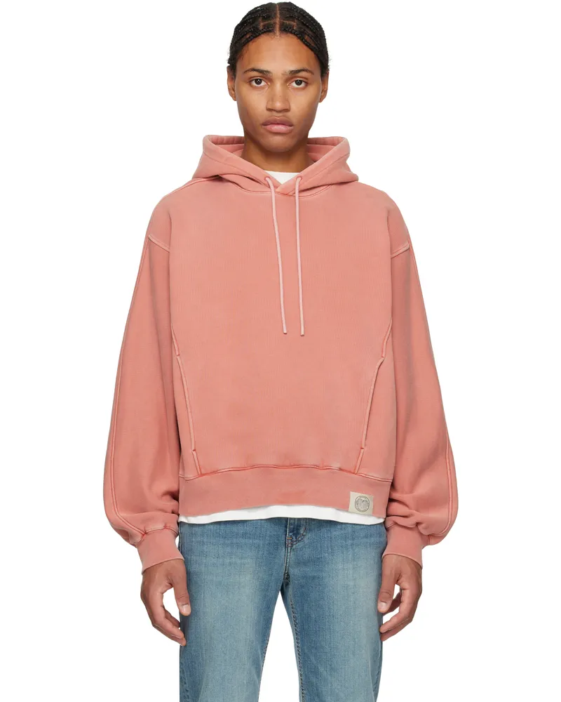 SOLID HOMME Pink Solid Dyeing Hoodie 703s