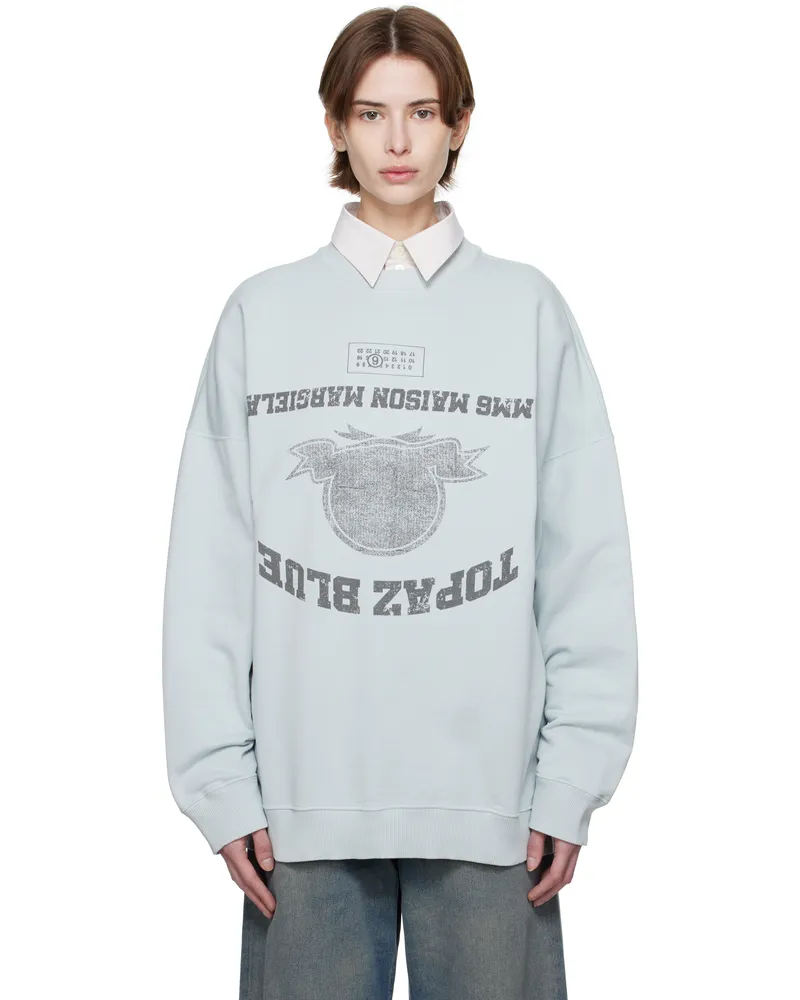Maison Margiela Blue Printed Sweatshirt 500