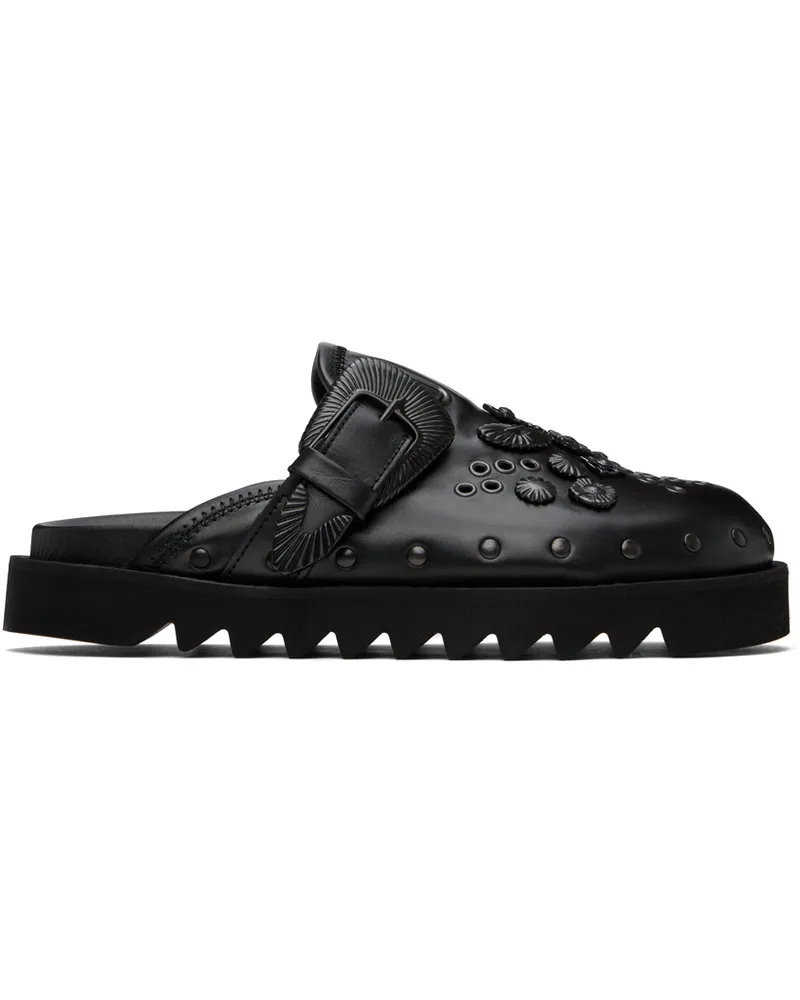 Toga SSENSE Exclusive Black Eyelet Metal Sabot Loafers Black