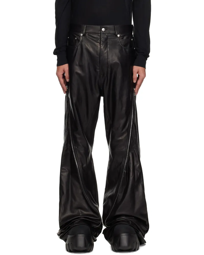 Rick Owens Black Hollywood Banana Bolan Leather Trousers 09