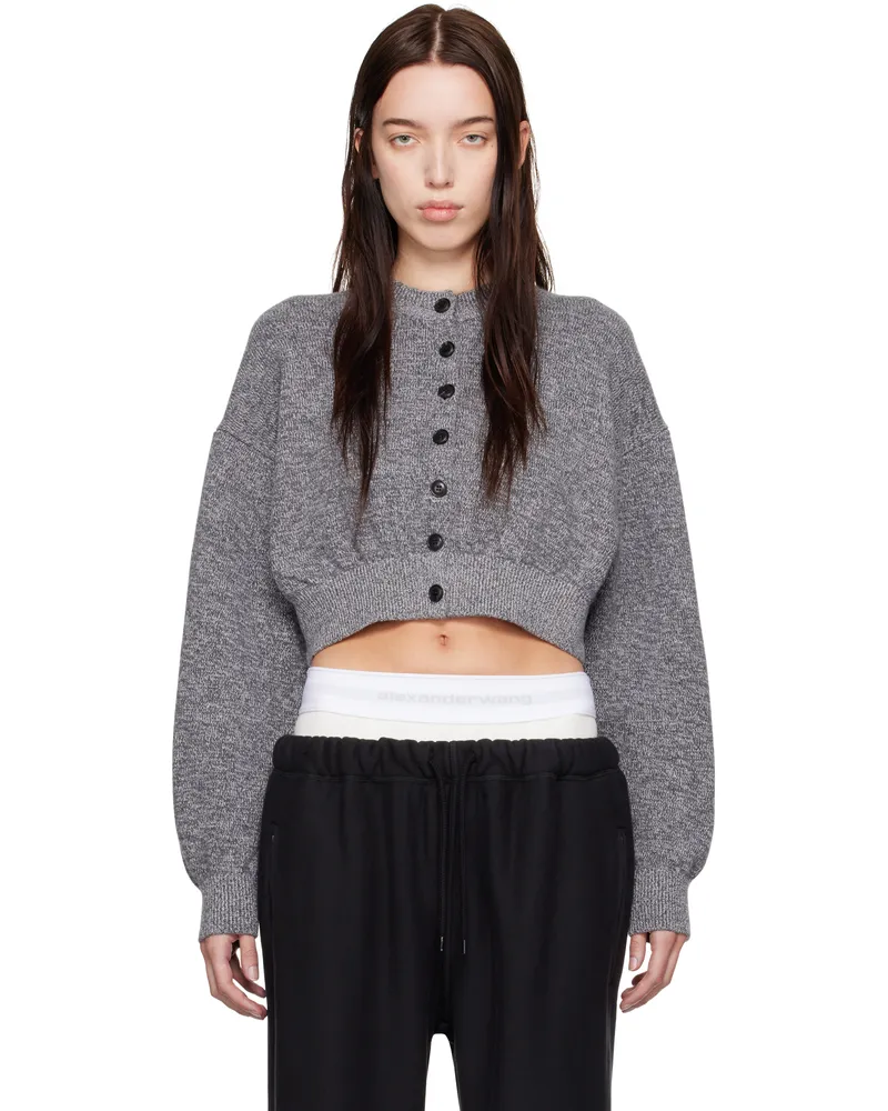 Alexander Wang Gray Logo Embossed Cardigan 080