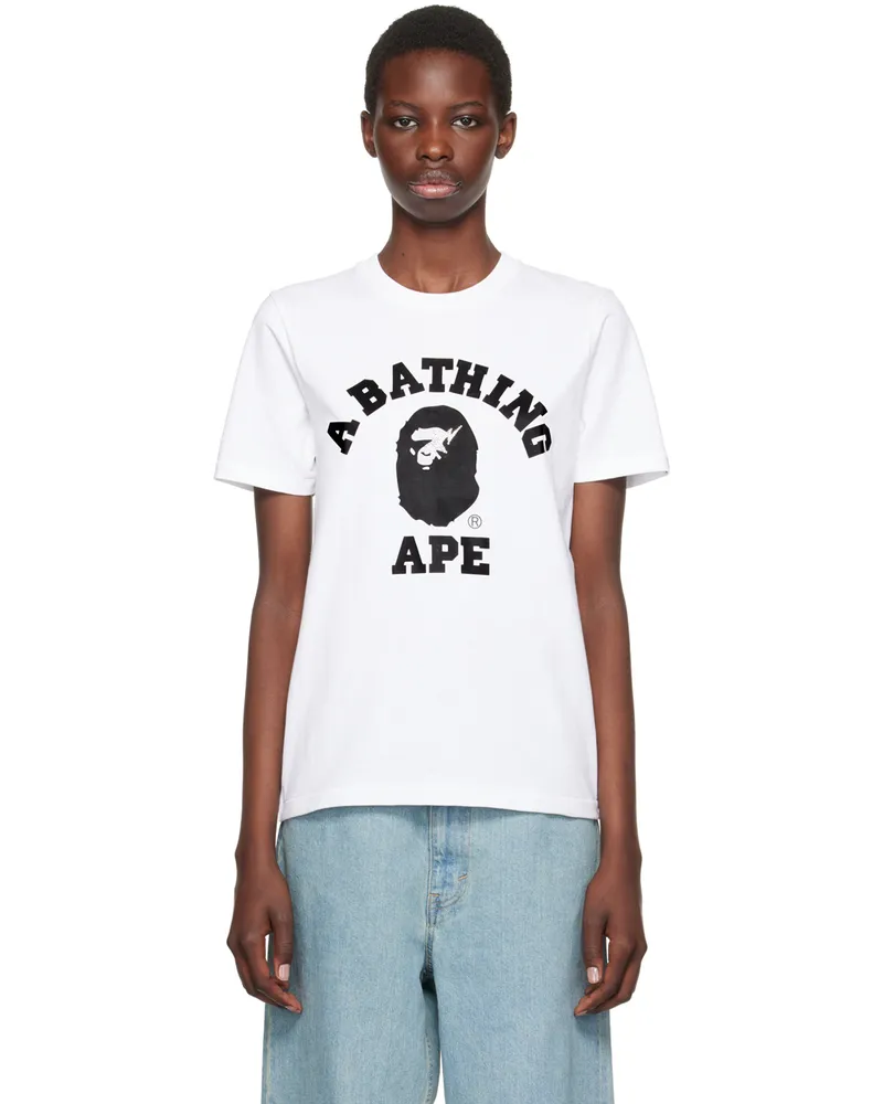 BAPE White College Crystal Stone Sta T-Shirt White
