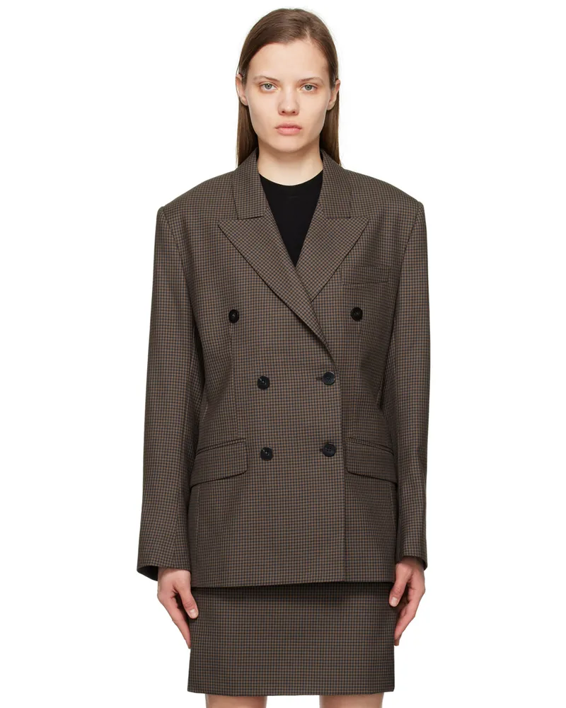 Ernest W. Baker SSENSE Exclusive Brown Blazer Houndstooth