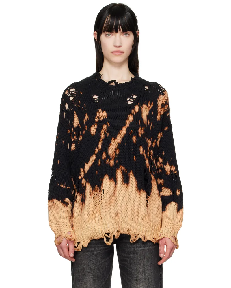 R13 Black Bleached Oversized Sweater Bleached