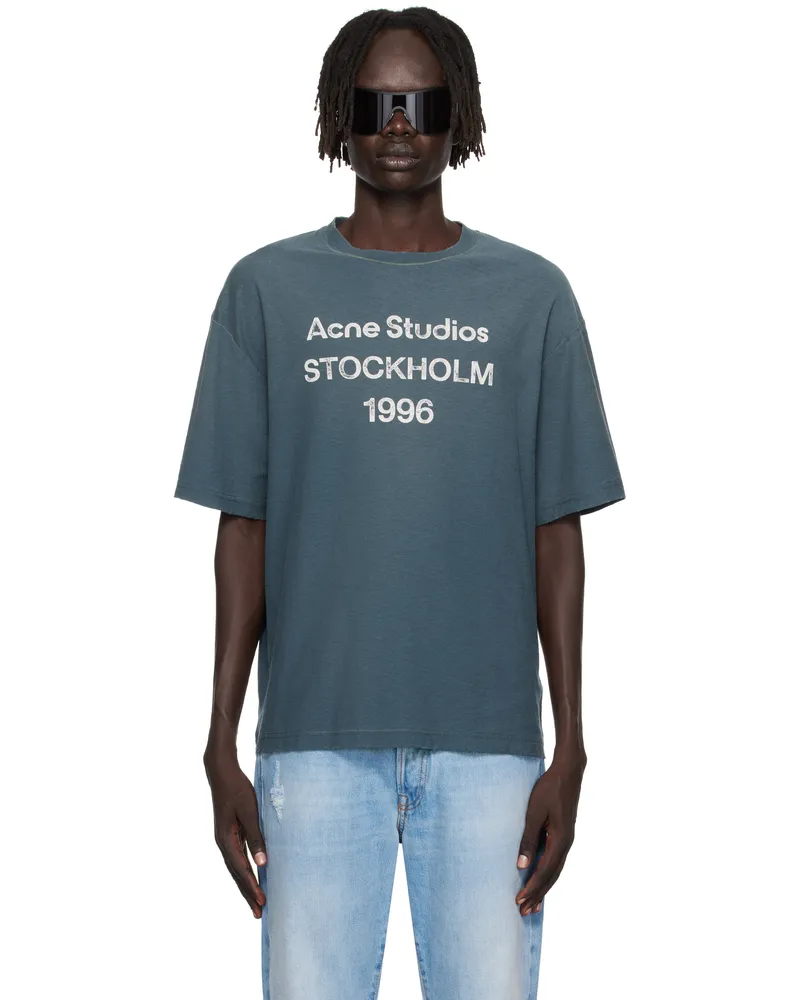 Acne Studios Navy Logo Relaxed Fit T-shirt Bpa