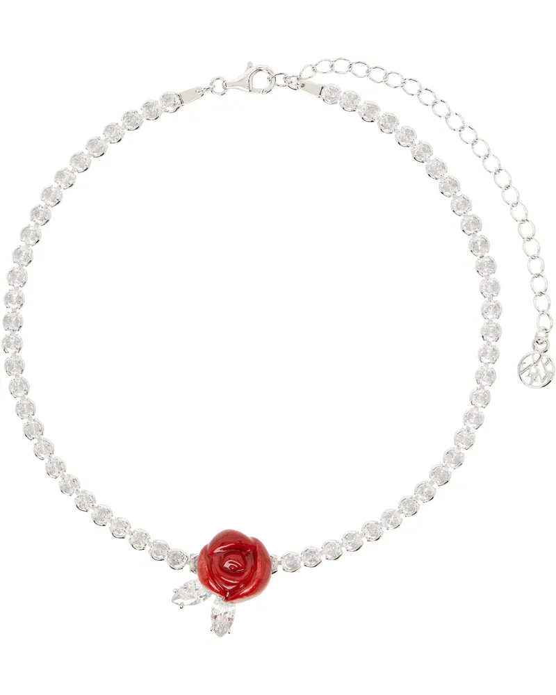 SHUSHU/TONG Silver YVMIN Edition Ceramic Rose Choker Red