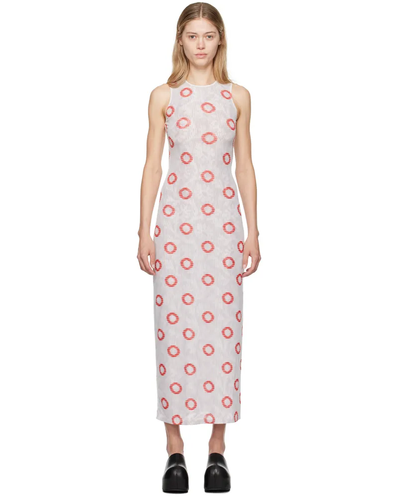 Eckhaus Latta White & Red Duet Maxi Dress Berry
