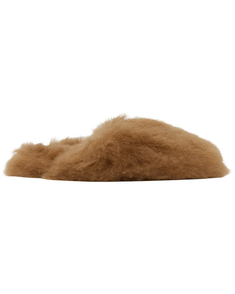 Yves Salomon Brown Shearling Slippers A2156