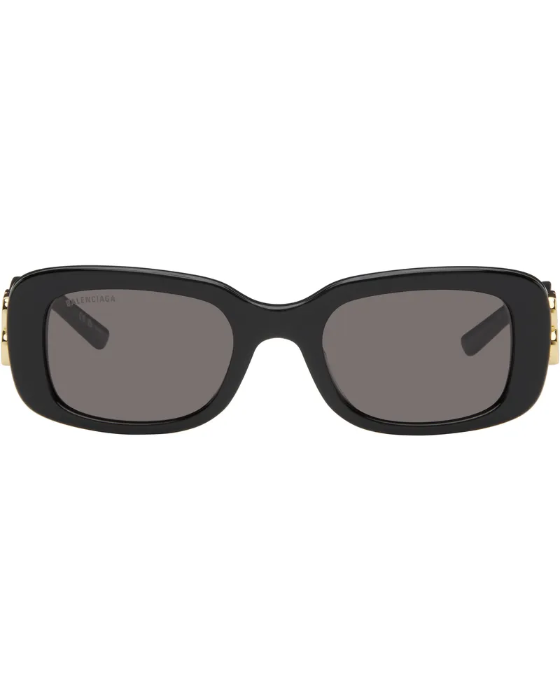 Balenciaga Black Rectangular Sunglasses Black-black-grey