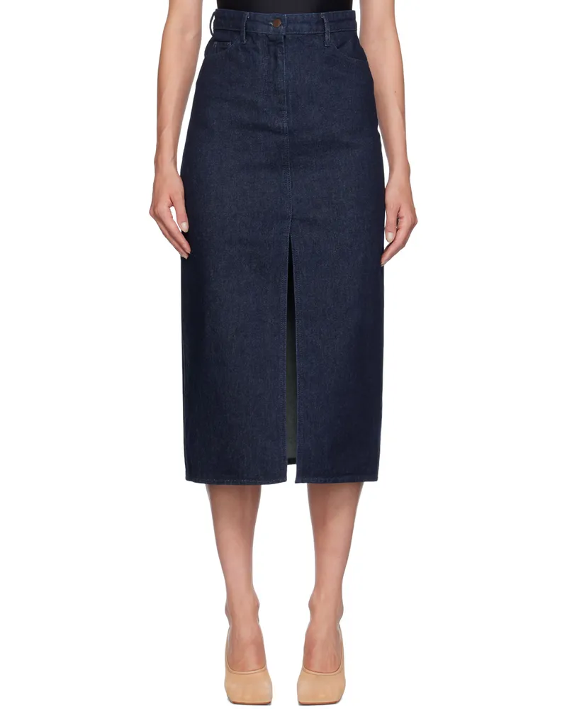 16ARLINGTON Indigo Ille Denim Midi Skirt Profondo