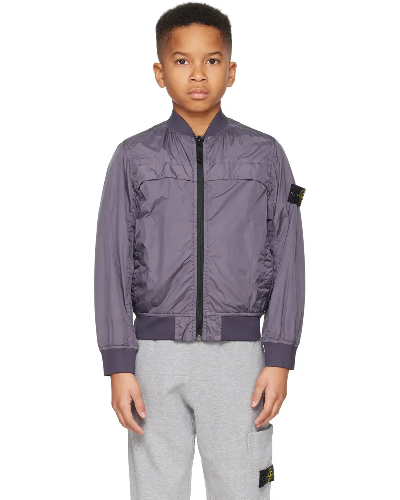 Stone Island Kids Purple Nylon Bomber Jacket V0026