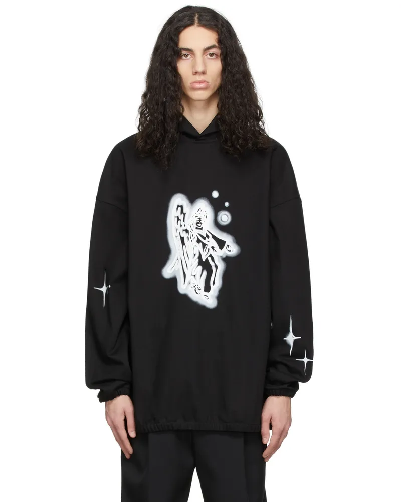 WE 11 DONE Black Denim Hoodie Black