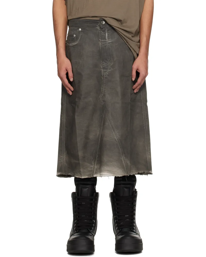 DRKSHDW by Rick Owens Gray Hollywood Godet Denim Midi Skirt 78