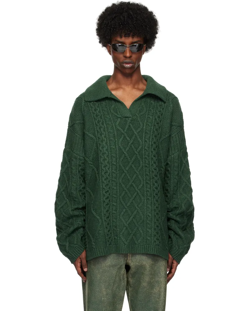 Guess Green Cable Sweater Castle