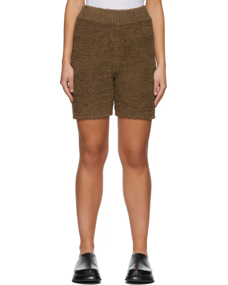 Missing You Already Brown Towel Yarn Shorts Brown